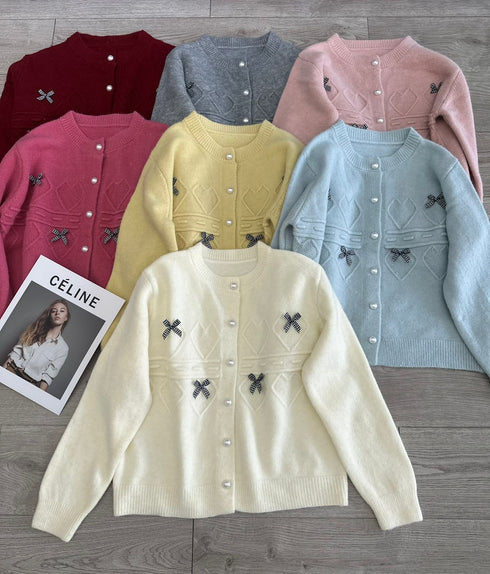 Bow Decor Knitted Cardigan